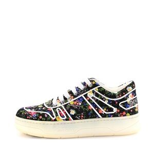 Jimmy Choo Black Floral Sneakers with White Soles